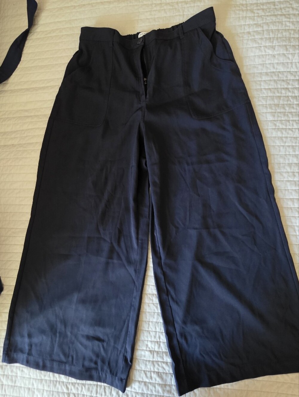 Max Studio Navy Wide-Leg Pants with Front Patch Pockets